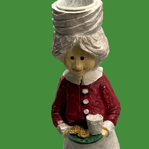 Mrs Claus resin candle holder, about 9” tall.